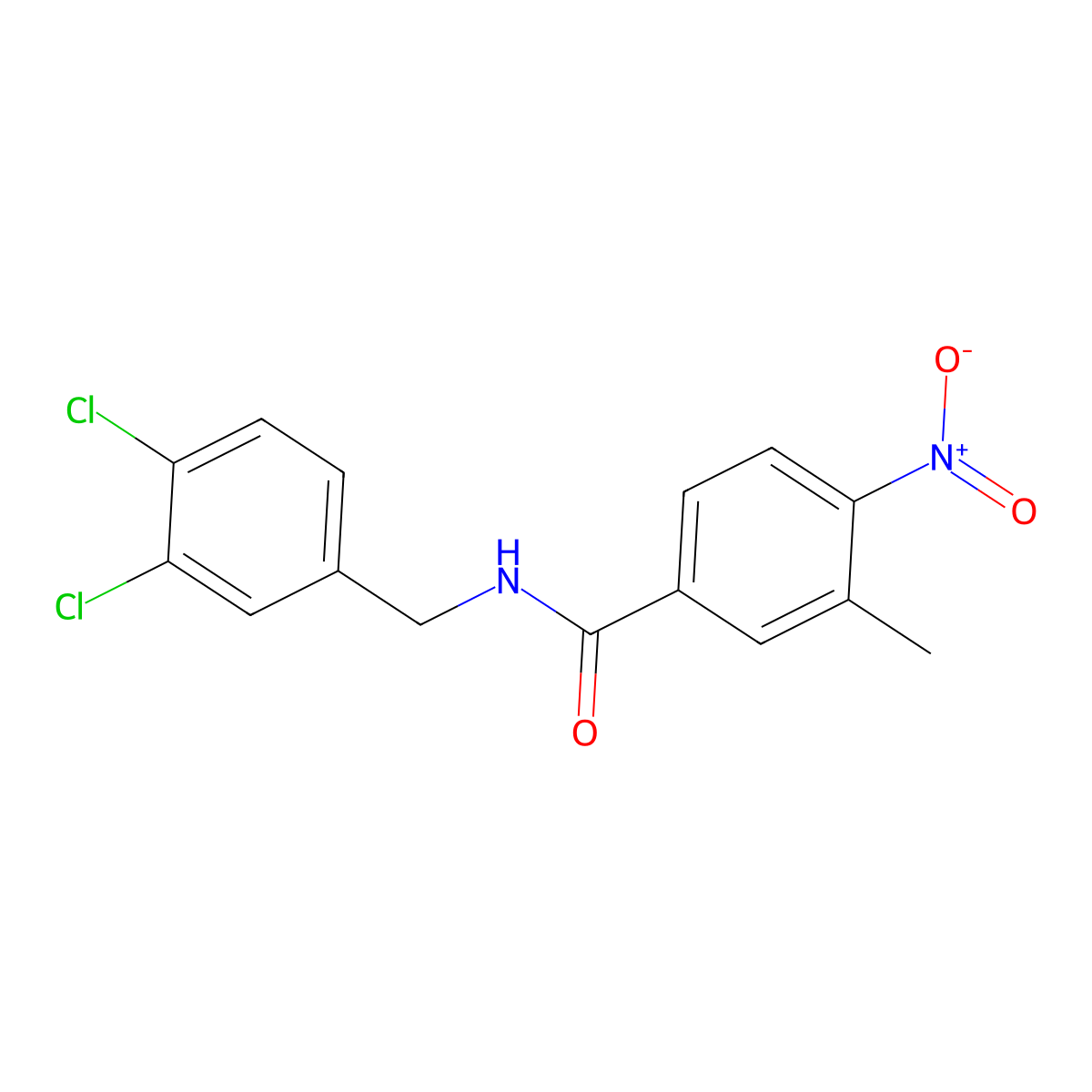 N-(3,4-dichlorobenzyl)-4-nitro-3-methylbenzamide molecular structure, CAS 543693-64-7