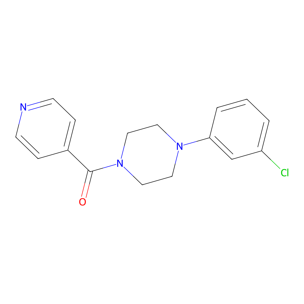 4-(3-Chlorophenyl)piperazinyl 4-pyridyl ketone molecular structure, CAS 543693-85-2