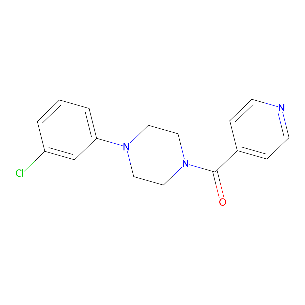 4-(3-Chlorophenyl)piperazinyl 4-pyridyl ketone molecular structure, CAS 543693-85-2