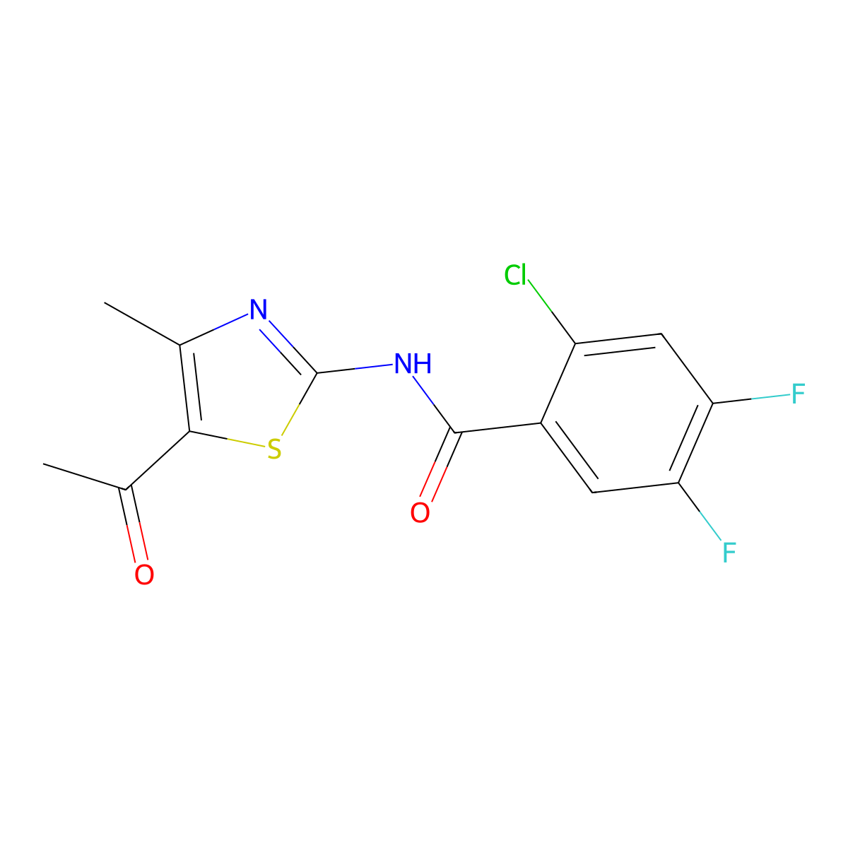 N-(5-acetyl-4-methyl-1,3-thiazol-2-yl)-2-chloro-4,5-difluorobenzamide molecular structure, CAS 543694-04-8