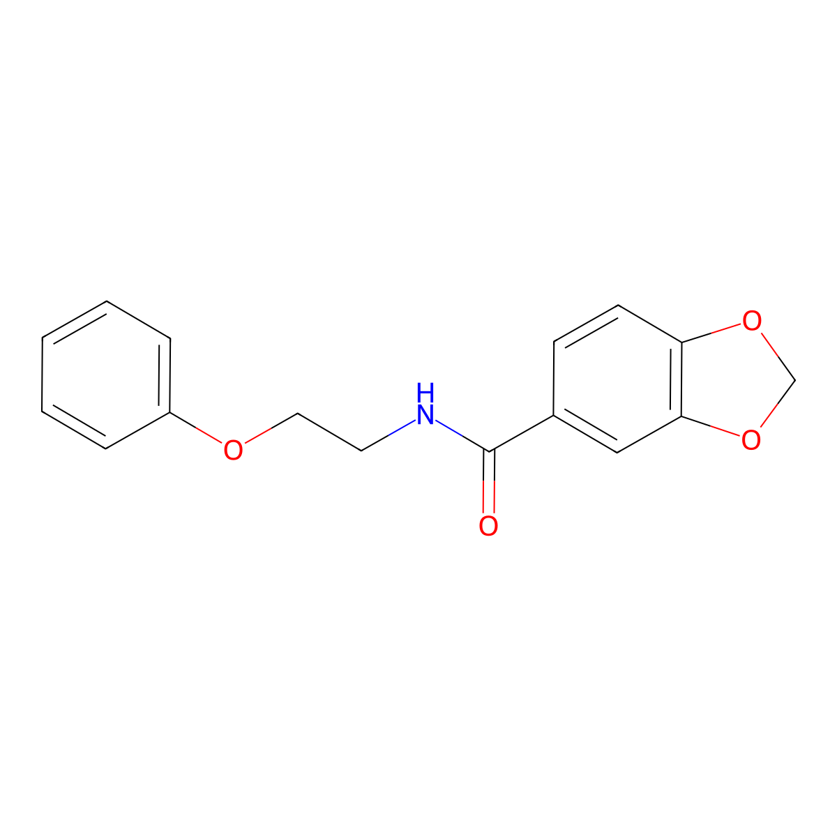 N-(2-phenoxyethyl)-1,3-benzodioxole-5-carboxamide molecular structure, CAS 543694-09-3