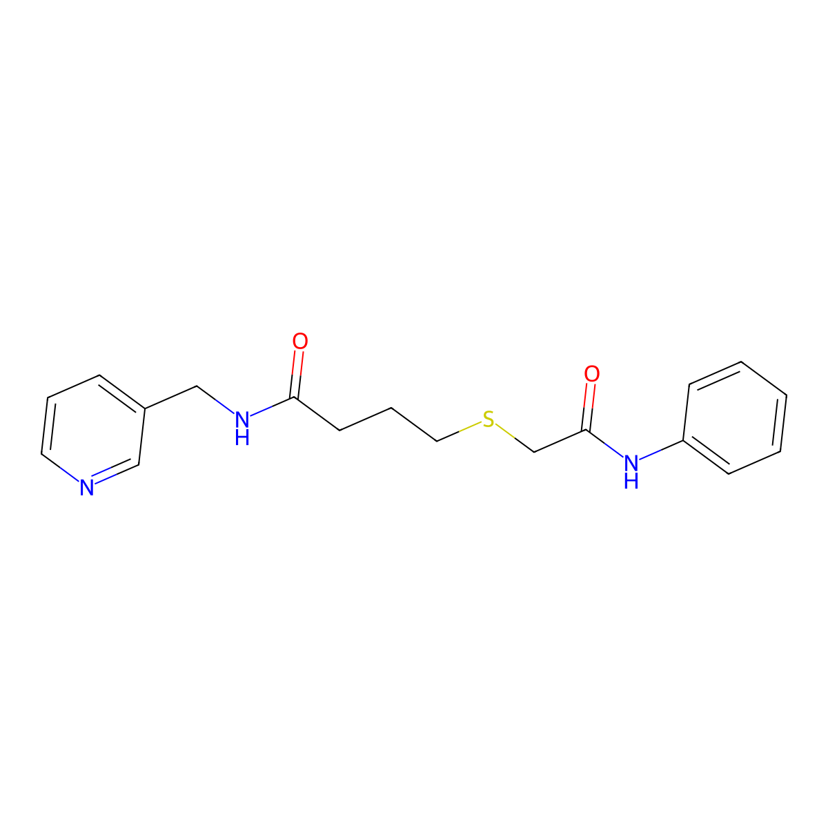 4-(2-anilino-2-oxoethyl)sulfanyl-N-(pyridin-3-ylmethyl)butanamide molecular structure, CAS 543694-28-6