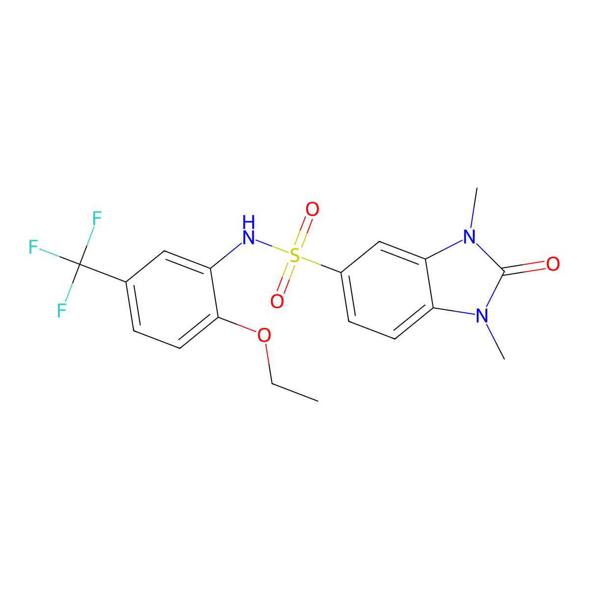 N-[2-ethoxy-5-(trifluoromethyl)phenyl]-1,3-dimethyl-2-oxo-2,3-dihydro-1H-benzimidazole-5-sulfonamide molecular structure, CAS 543694-29-7