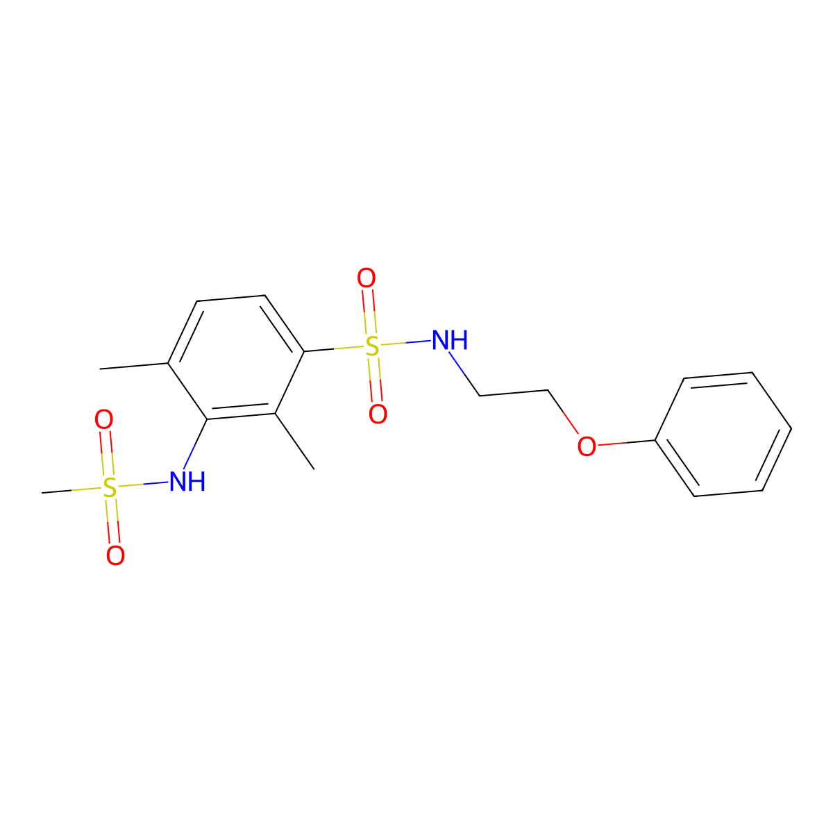 2,4-dimethyl-3-[(methylsulfonyl)amino]-N-(2-phenoxyethyl)benzenesulfonamide molecular structure, CAS 543694-31-1