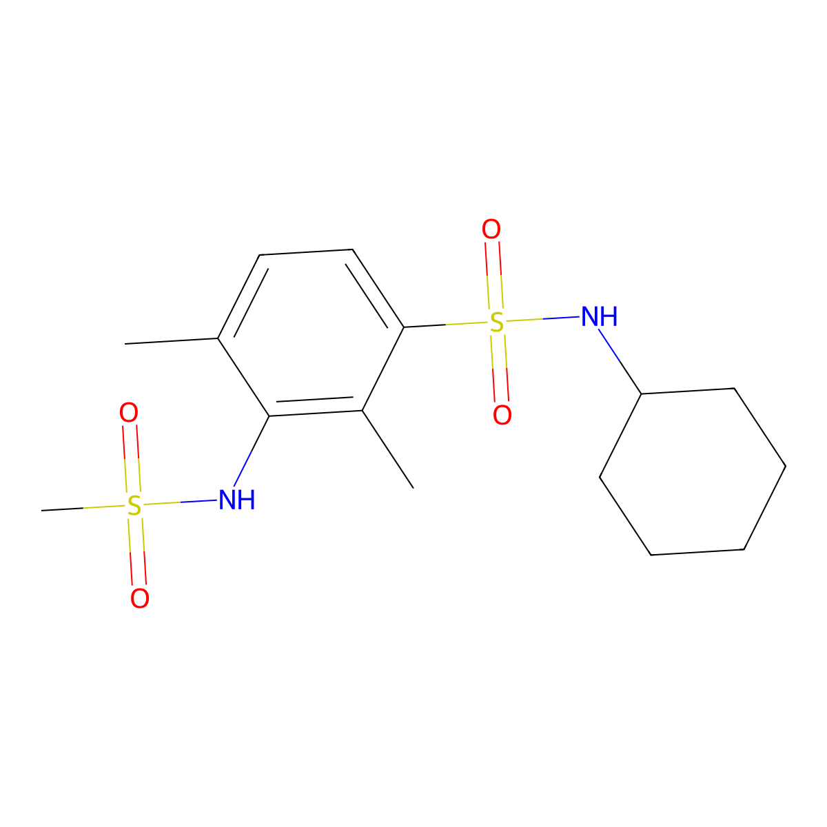 N-cyclohexyl-2,4-dimethyl-3-[(methylsulfonyl)amino]benzenesulfonamide molecular structure, CAS 543694-33-3