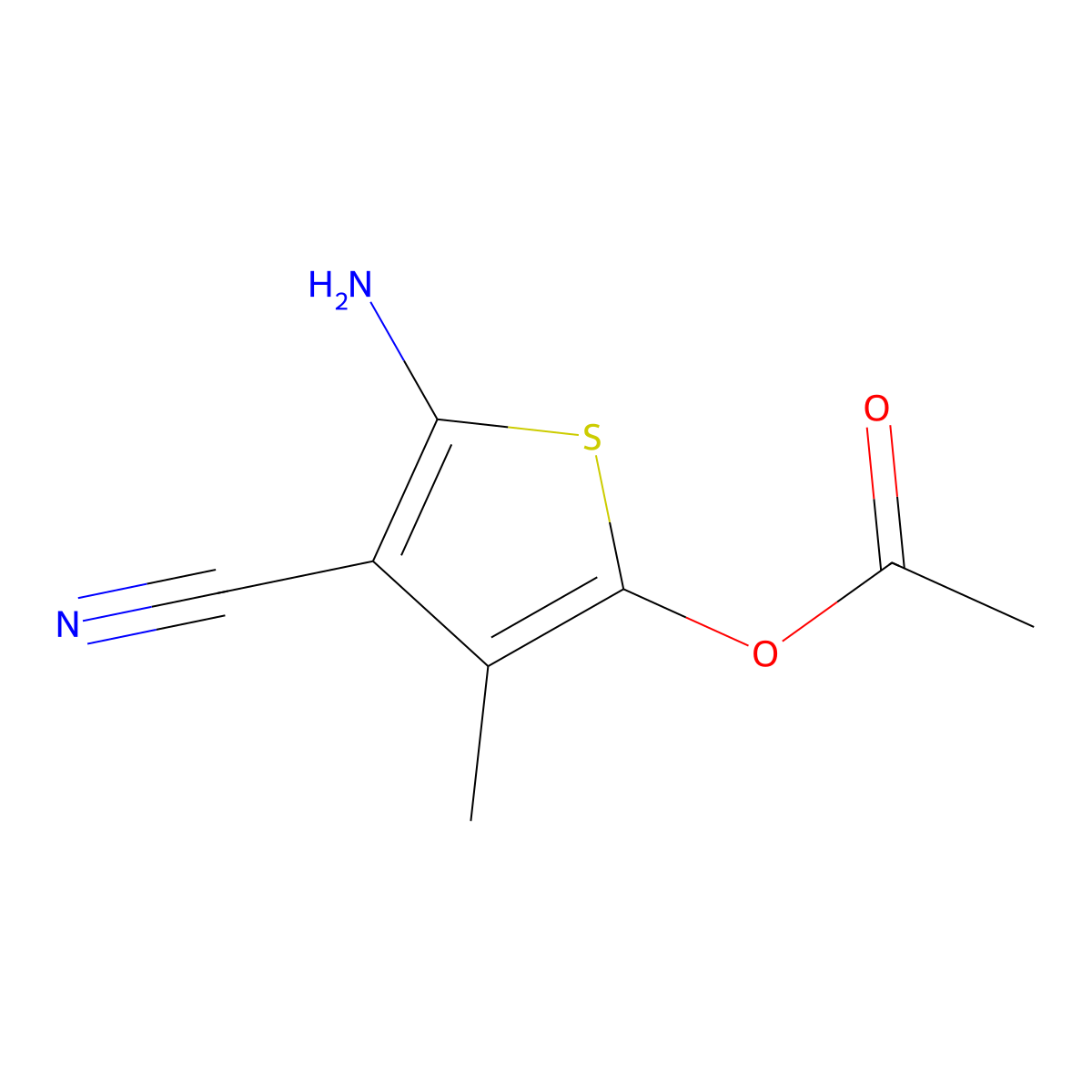 5-Amino-4-cyano-3-methylthiophen-2-yl acetate molecular structure, CAS 543694-42-4