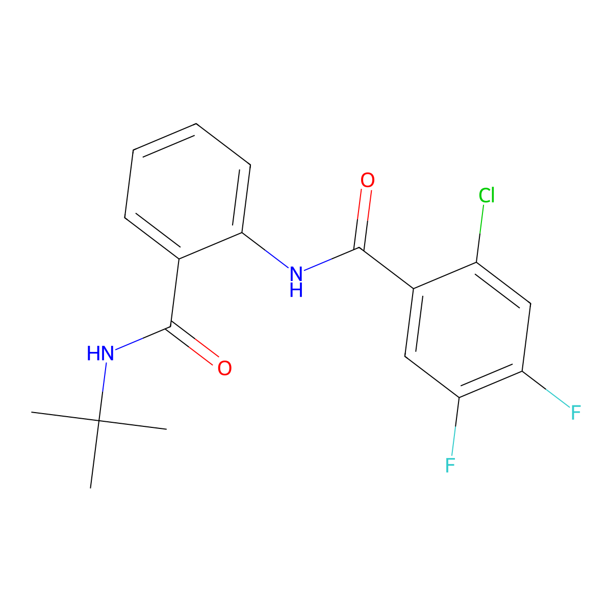 N-[2-(tert-butylcarbamoyl)phenyl]-2-chloro-4,5-difluorobenzamide molecular structure, CAS 543694-44-6