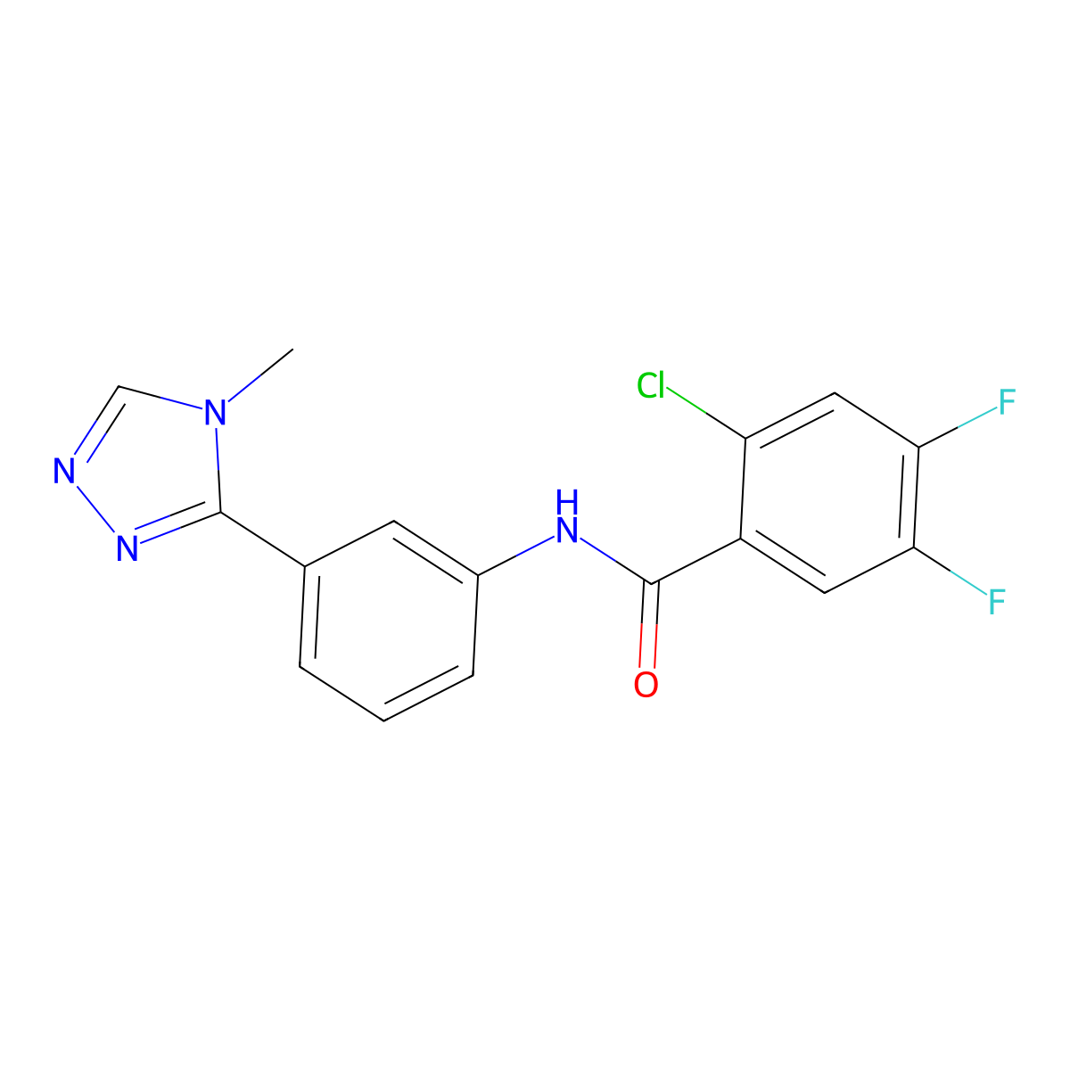 2-chloro-4,5-difluoro-N-[3-(4-methyl-4H-1,2,4-triazol-3-yl)phenyl]benzamide molecular structure, CAS 543694-48-0
