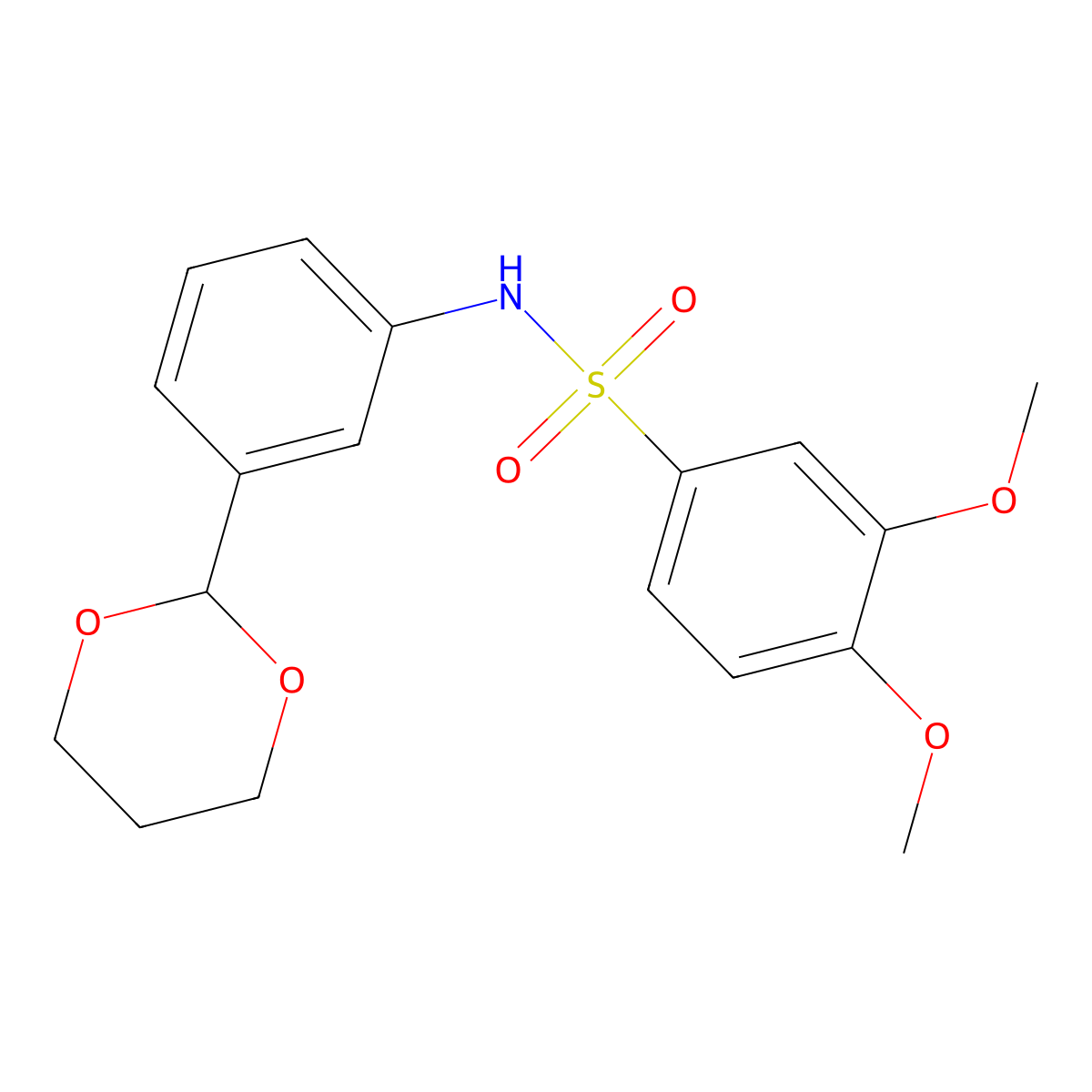 N-(3-(1,3-Dioxan-2-yl)phenyl)-3,4-dimethoxybenzenesulfonamide molecular structure, CAS 543694-50-4