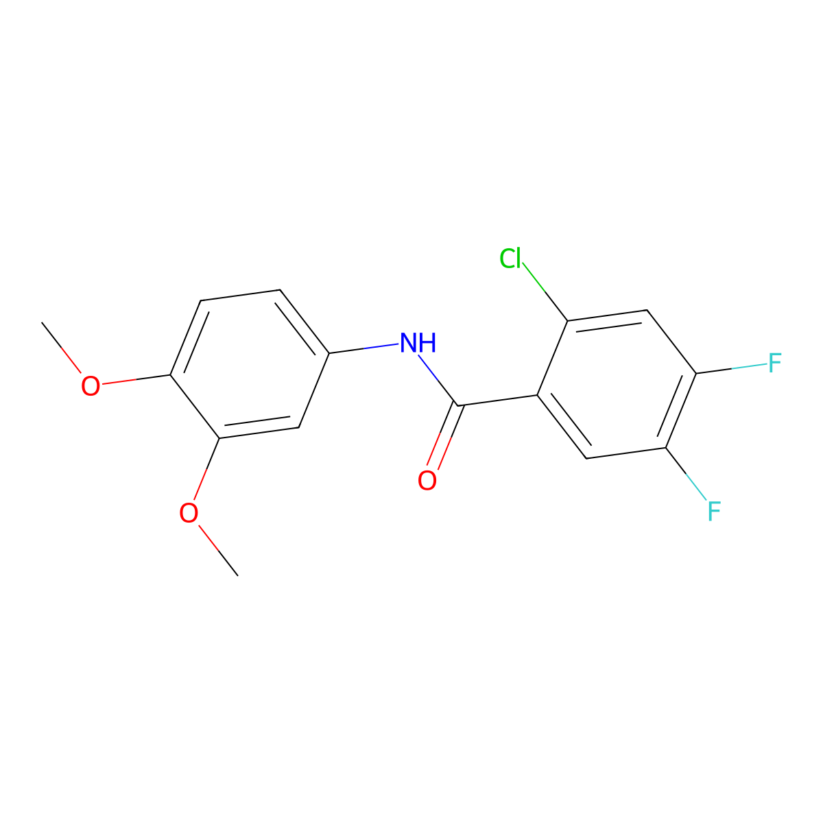 2-chloro-N-(3,4-dimethoxyphenyl)-4,5-difluorobenzamide molecular structure, CAS 543694-67-3
