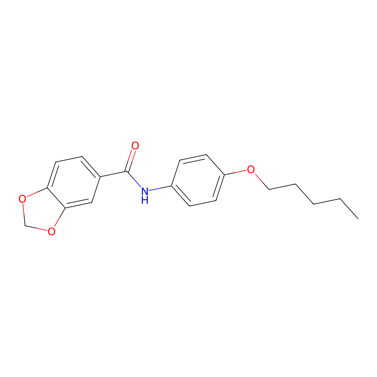 N-(4-pentoxyphenyl)-1,3-benzodioxole-5-carboxamide molecular structure, CAS 543694-68-4