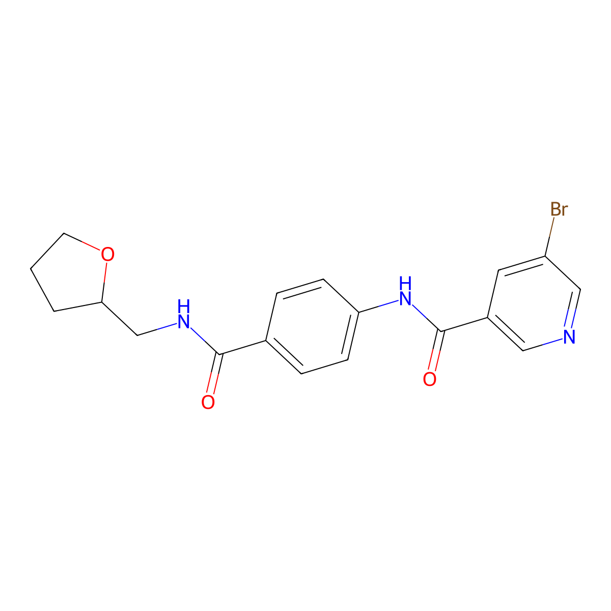 5-bromo-N-[4-(oxolan-2-ylmethylcarbamoyl)phenyl]pyridine-3-carboxamide molecular structure, CAS 543694-82-2
