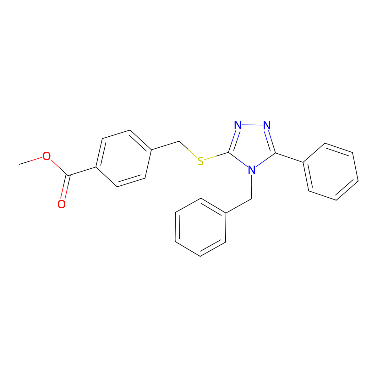 methyl 4-{[(4-benzyl-5-phenyl-4H-1,2,4-triazol-3-yl)sulfanyl]methyl}benzoate molecular structure, CAS 543694-87-7