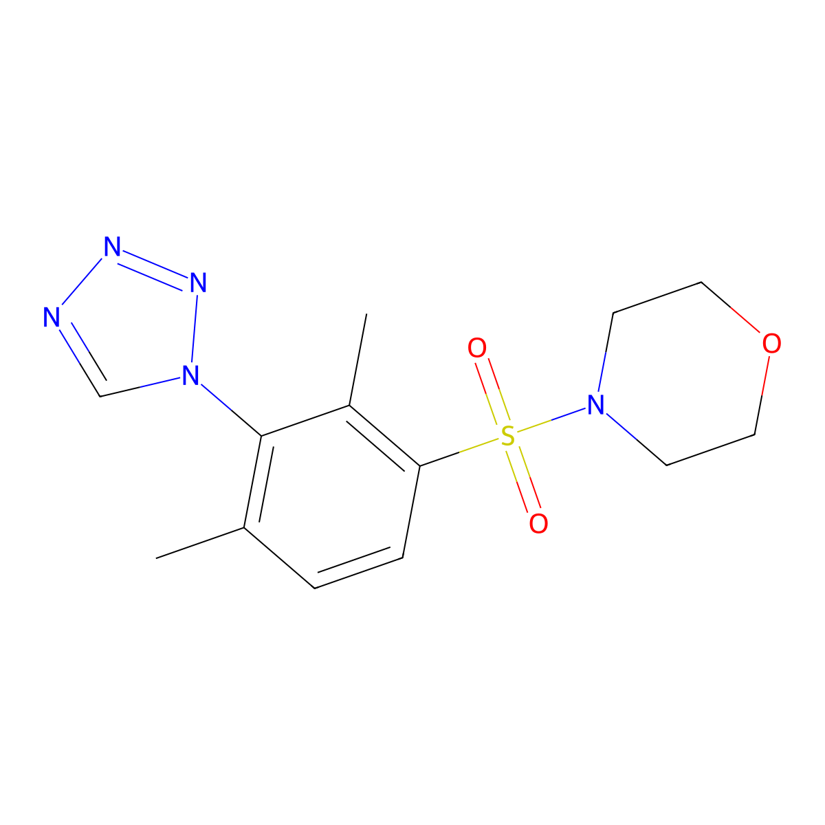 4-[2,4-Dimethyl-3-(tetrazol-1-yl)phenyl]sulfonylmorpholine molecular structure, CAS 543694-89-9