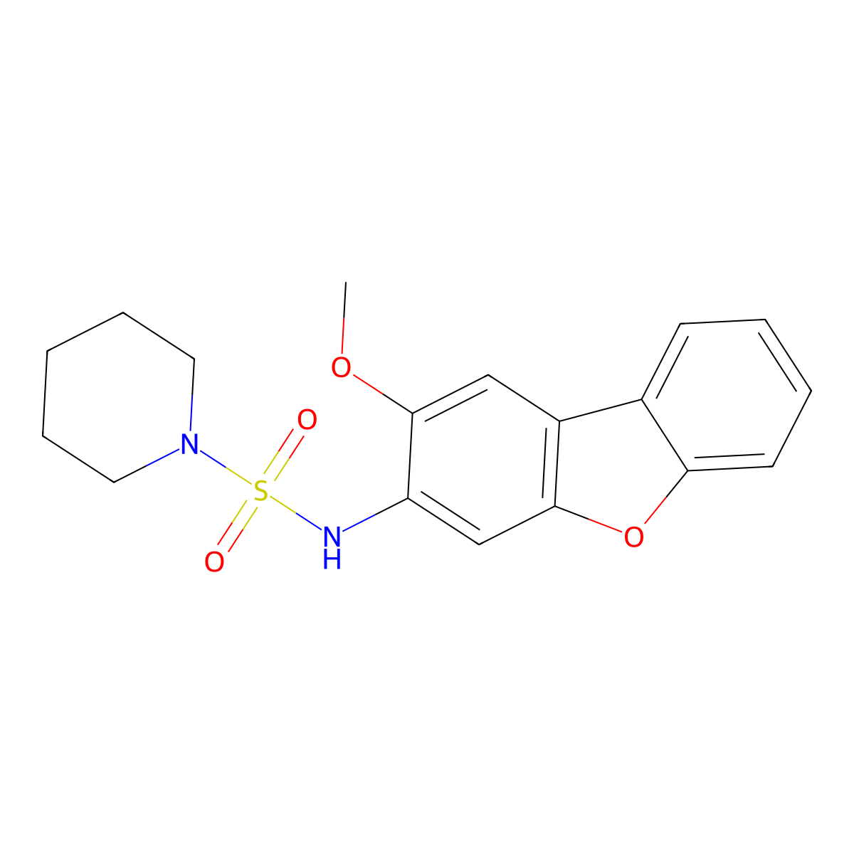 N-(2-methoxydibenzofuran-3-yl)piperidine-1-sulfonamide molecular structure, CAS 543694-94-6