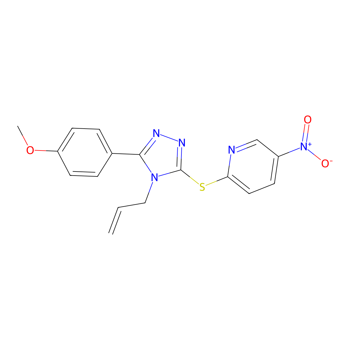 2-[[5-(4-Methoxyphenyl)-4-prop-2-enyl-1,2,4-triazol-3-yl]sulfanyl]-5-nitropyridine molecular structure, CAS 543694-98-0