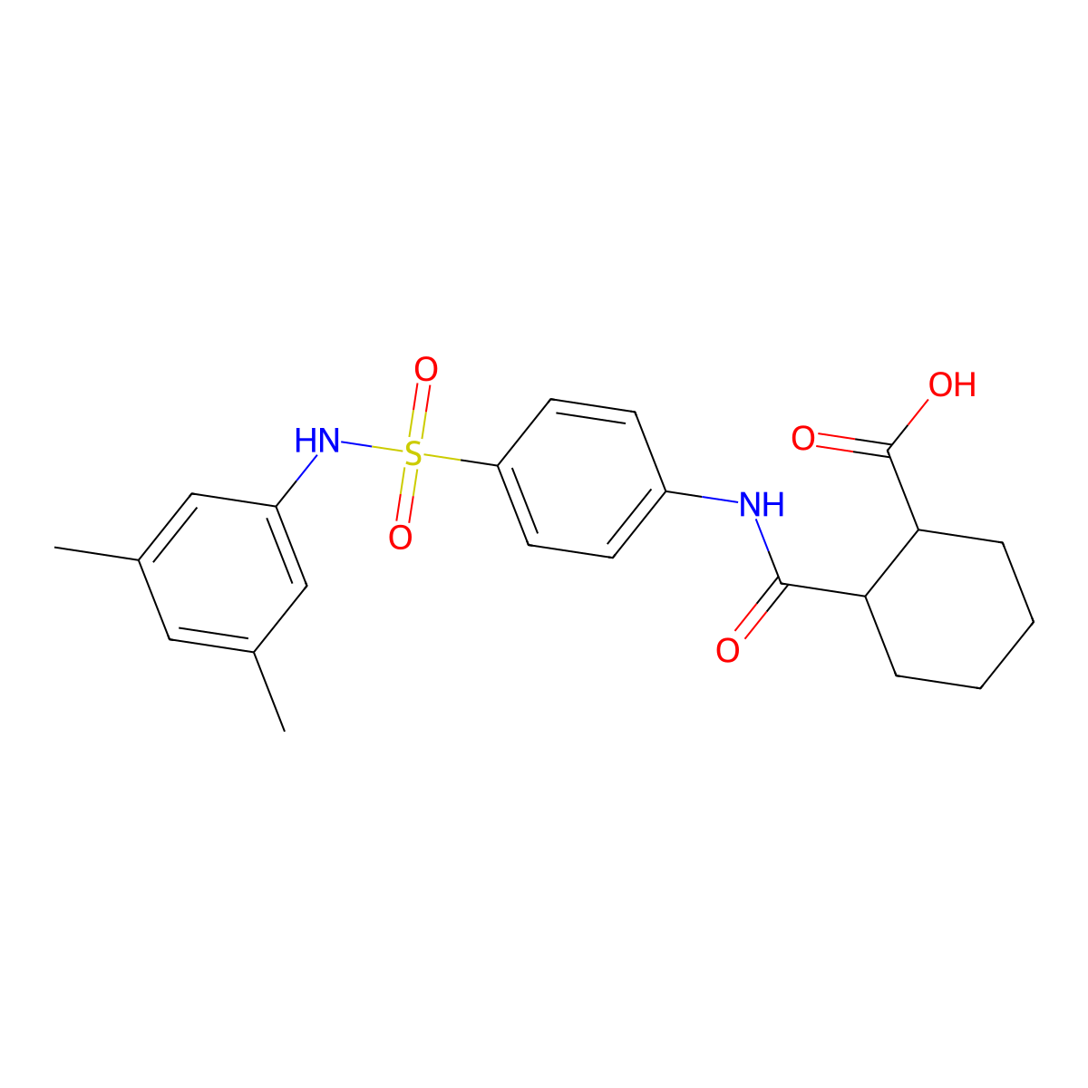 2-((4-(n-(3,5-Dimethylphenyl)sulfamoyl)phenyl)carbamoyl)cyclohexane-1-carboxylic acid molecular structure, CAS 543695-33-6