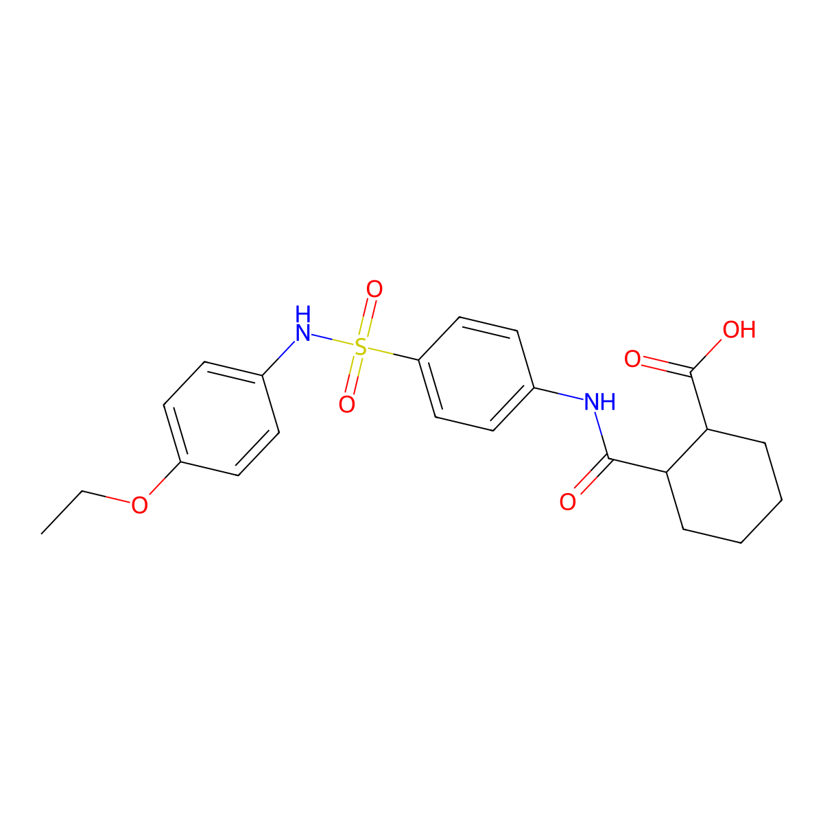 2-[[4-[(4-Ethoxyphenyl)sulfamoyl]phenyl]carbamoyl]cyclohexane-1-carboxylic acid molecular structure, CAS 543695-34-7
