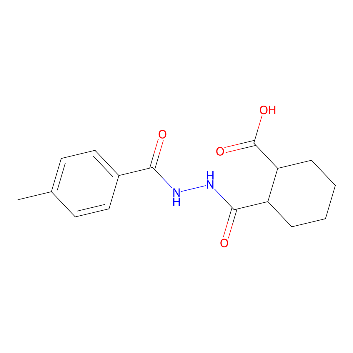 2-[[(4-Methylbenzoyl)amino]carbamoyl]cyclohexane-1-carboxylic acid molecular structure, CAS 543695-37-0