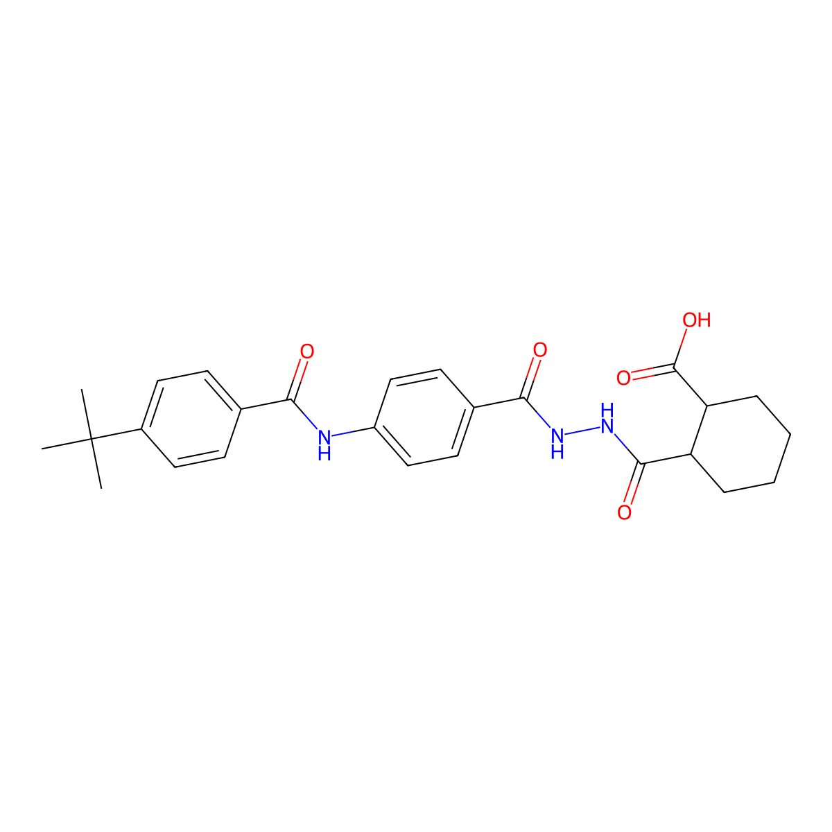 2-[[[4-[(4-Tert-butylbenzoyl)amino]benzoyl]amino]carbamoyl]cyclohexane-1-carboxylic acid molecular structure, CAS 543695-39-2