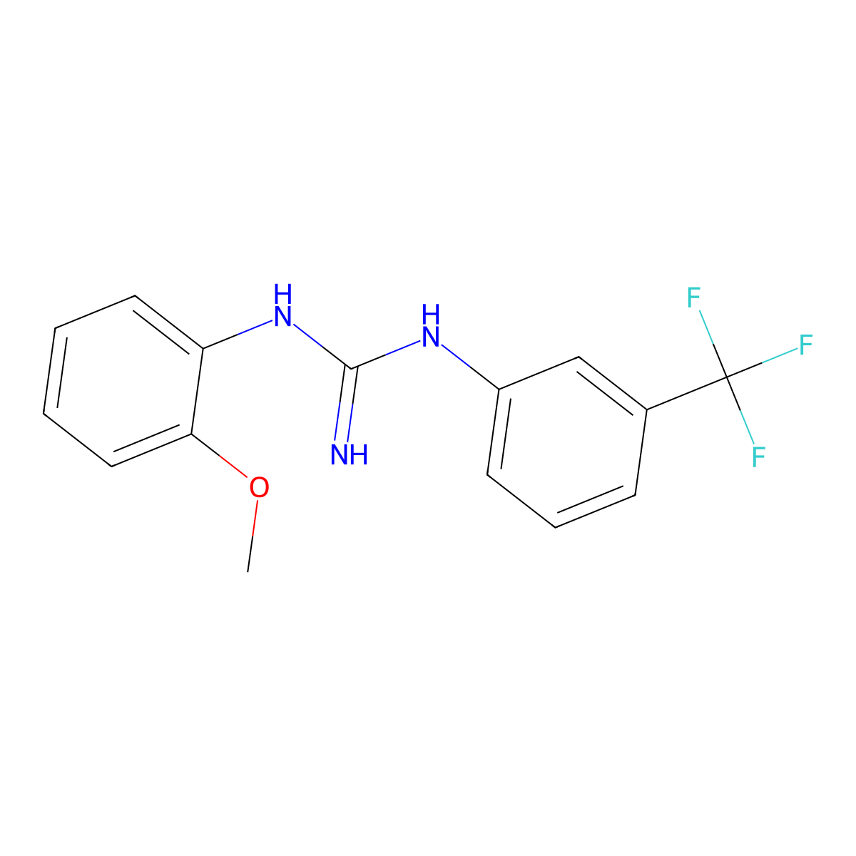 Guanidine, N-(2-methoxyphenyl)-N'-(3-trifluoromethylphenyl)- molecular structure, CAS 543696-79-3