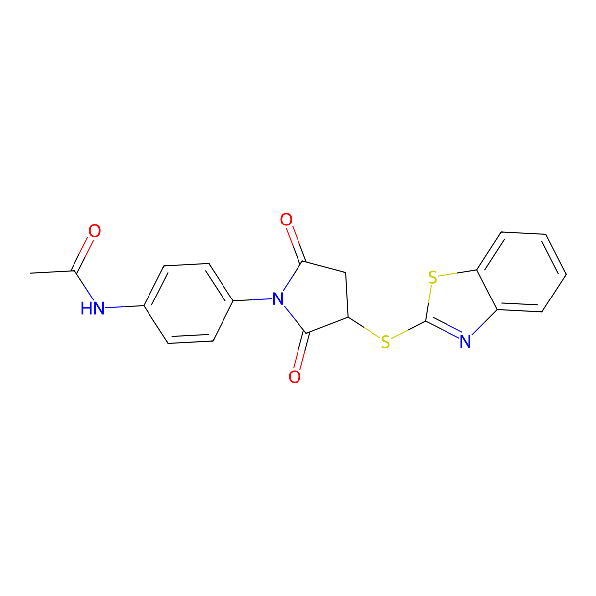 N-[4-[3-(1,3-benzothiazol-2-ylsulfanyl)-2,5-dioxopyrrolidin-1-yl]phenyl]acetamide molecular structure, CAS 543696-83-9