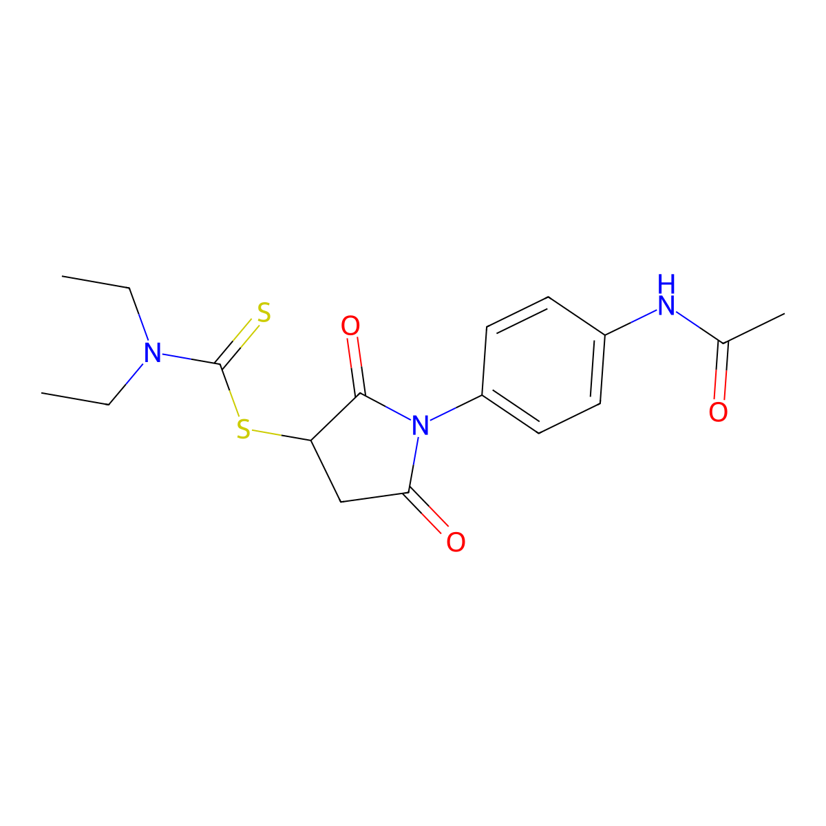 [1-(4-acetamidophenyl)-2,5-dioxopyrrolidin-3-yl] N,N-diethylcarbamodithioate molecular structure, CAS 543696-84-0
