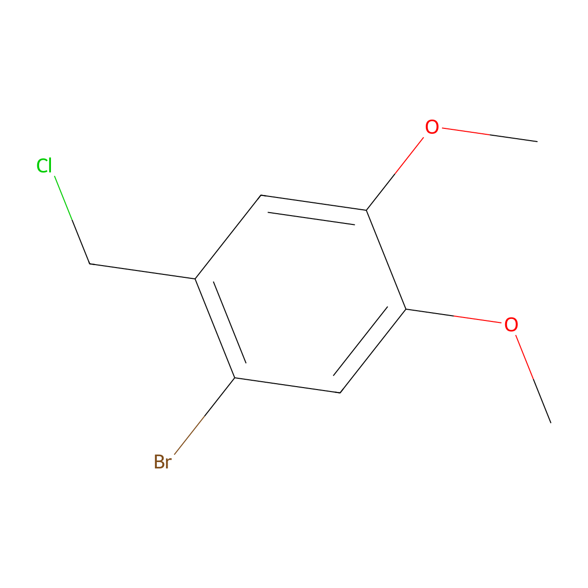 1-Bromo-2-(chloromethyl)-4,5-dimethoxybenzene molecular structure, CAS 54370-01-3
