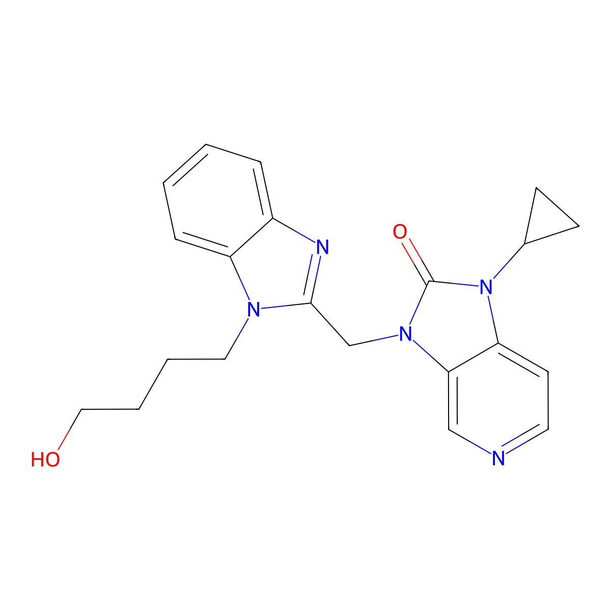 1-Cyclopropyl-3-[[1-(4-hydroxybutyl)benzimidazol-2-yl]methyl]imidazo[4,5-c]pyridin-2-one molecular structure, CAS 543700-68-1