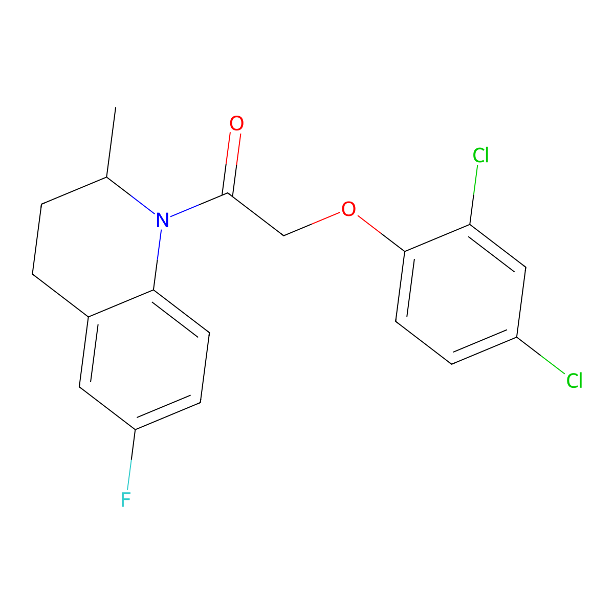 2-(2,4-dichlorophenoxy)-1-(6-fluoro-2-methyl-3,4-dihydro-2H-quinolin-1-yl)ethanone molecular structure, CAS 543702-78-9