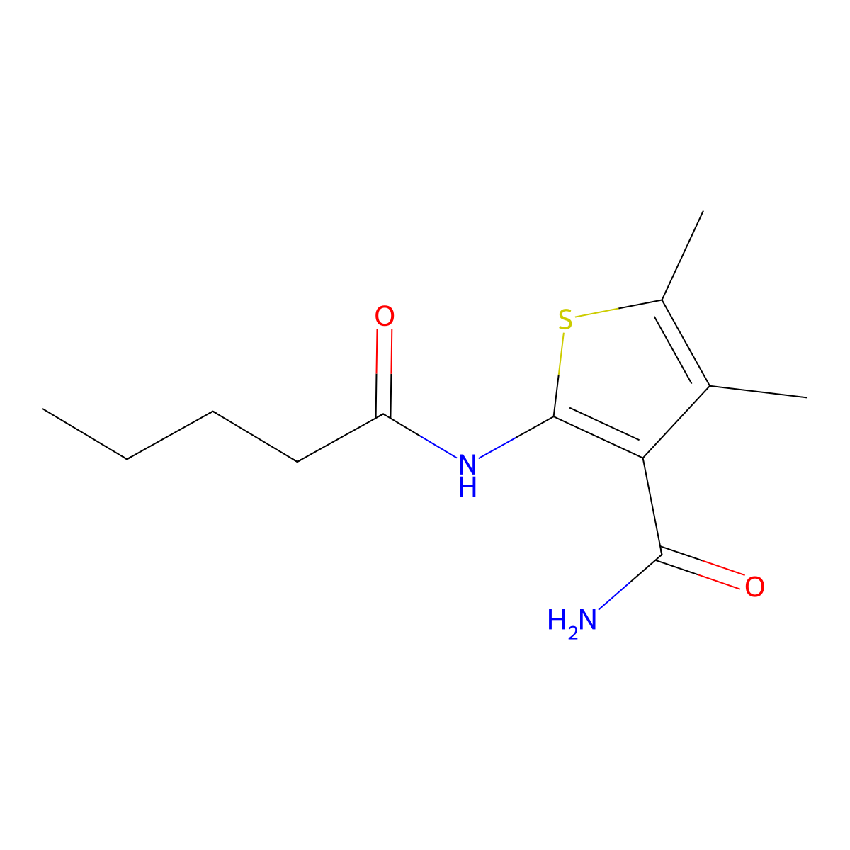 4,5-Dimethyl-2-pentanamidothiophene-3-carboxamide molecular structure, CAS 543702-85-8