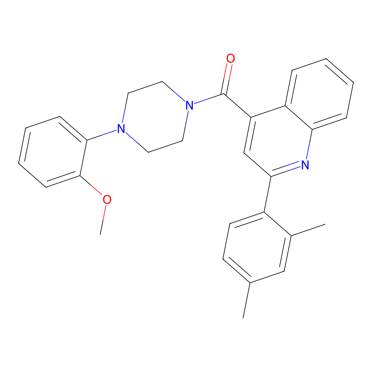 [2-(2,4-Dimethylphenyl)quinolin-4-yl]-[4-(2-methoxyphenyl)piperazin-1-yl]methanone molecular structure, CAS 543703-22-6