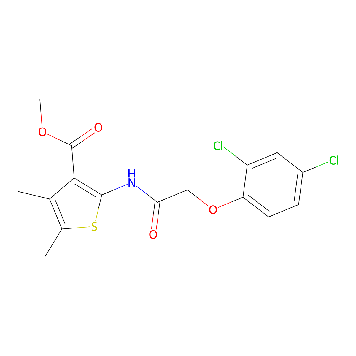 Methyl 2-{[(2,4-dichlorophenoxy)acetyl]amino}-4,5-dimethyl-3-thiophenecarboxylate molecular structure, CAS 543704-32-1