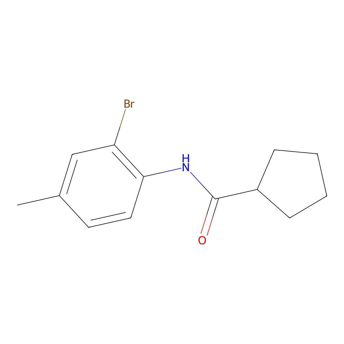 N-(2-bromo-4-methylphenyl)cyclopentanecarboxamide molecular structure, CAS 543704-93-4
