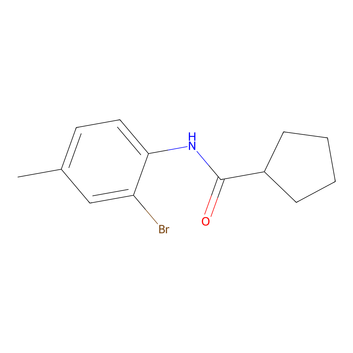 N-(2-bromo-4-methylphenyl)cyclopentanecarboxamide molecular structure, CAS 543704-93-4