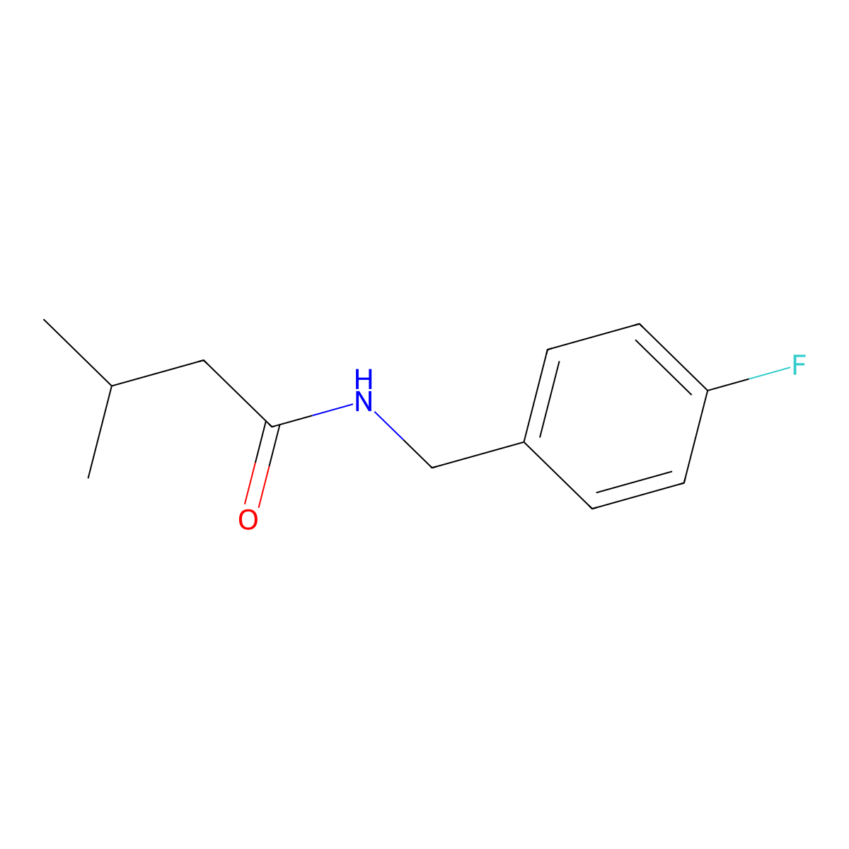 N-[(4-fluorophenyl)methyl]-3-methylbutanamide molecular structure, CAS 543705-75-5