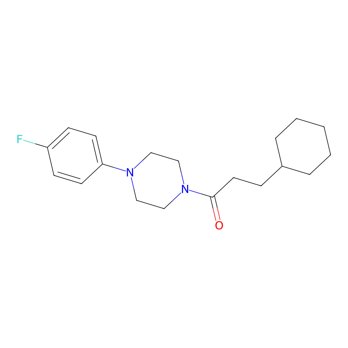 3-Cyclohexyl-1-[4-(4-fluorophenyl)piperazin-1-yl]propan-1-one molecular structure, CAS 543706-13-4