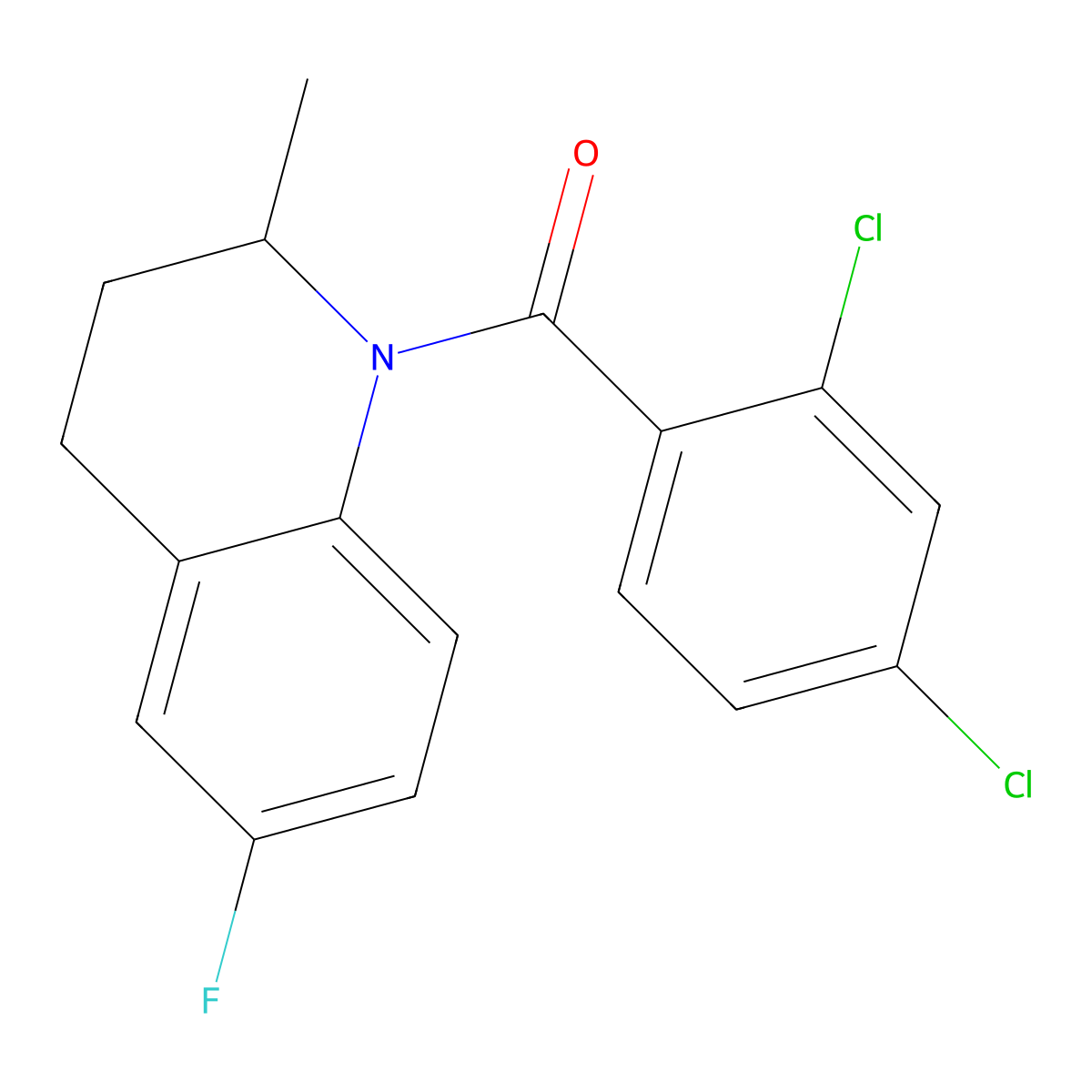 (2,4-dichlorophenyl)(6-fluoro-2-methyl-3,4-dihydroquinolin-1(2H)-yl)methanone molecular structure, CAS 543706-86-1