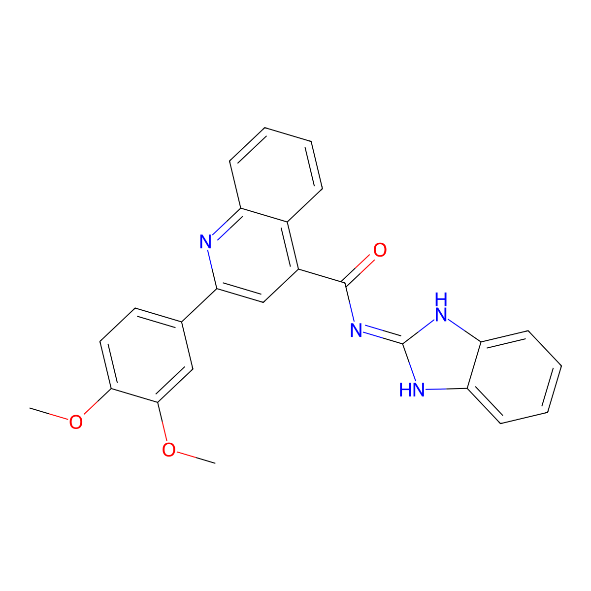 N-(1H-benzimidazol-2-yl)-2-(3,4-dimethoxyphenyl)quinoline-4-carboxamide molecular structure, CAS 543707-12-6