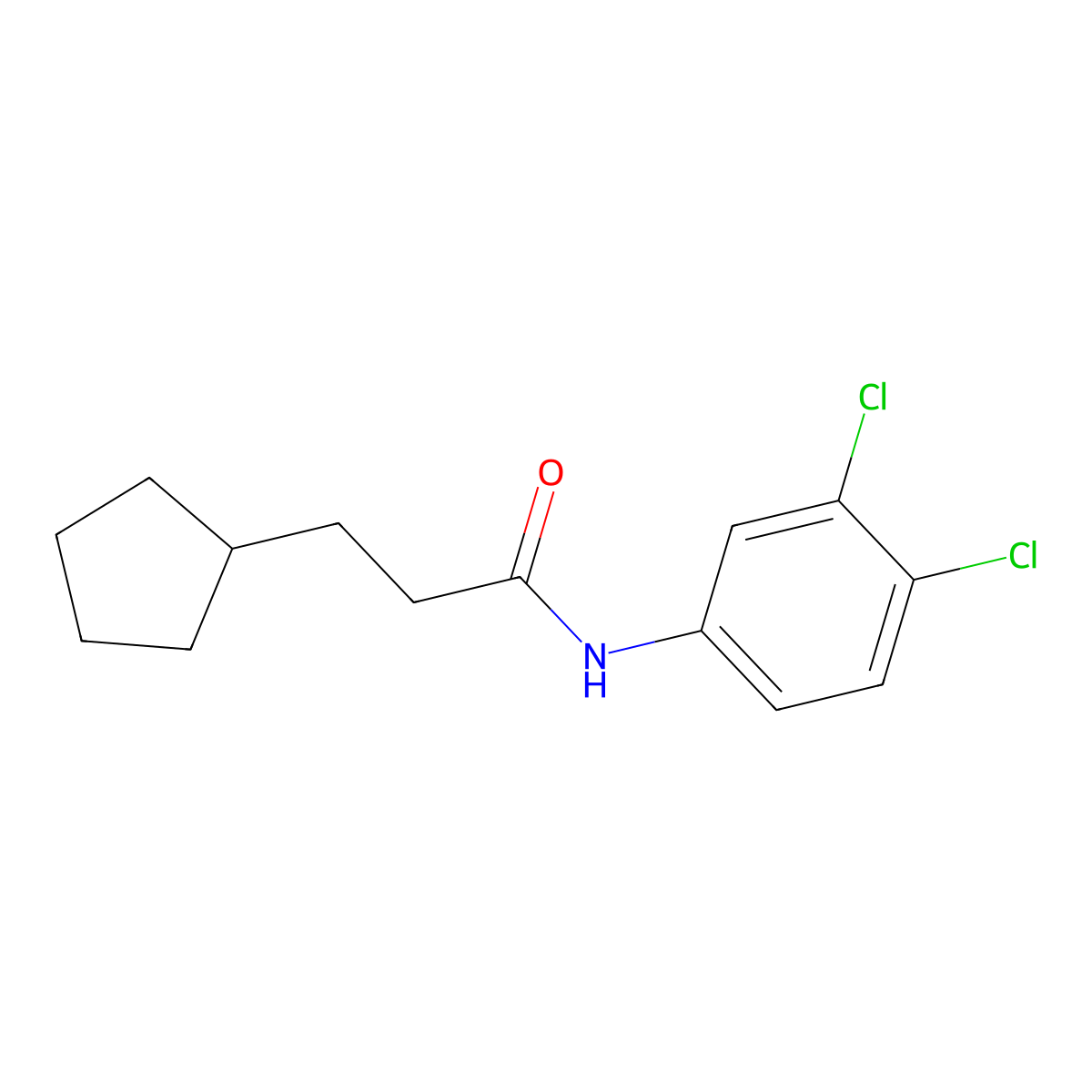 3-cyclopentyl-N-(3,4-dichlorophenyl)propanamide molecular structure, CAS 543707-27-3