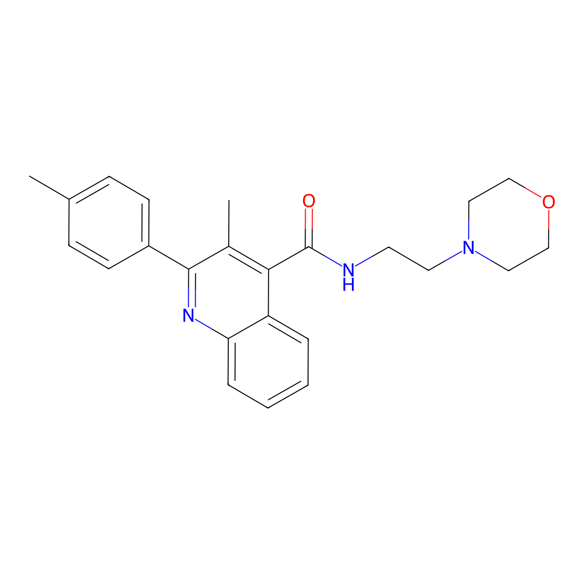 3-methyl-2-(4-methylphenyl)-N-(2-morpholin-4-ylethyl)quinoline-4-carboxamide molecular structure, CAS 543709-02-0