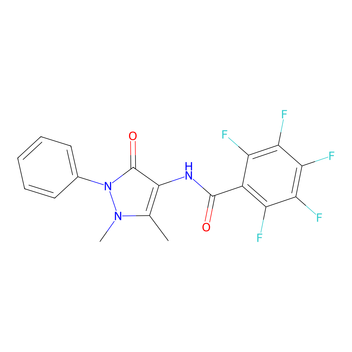 N-(1,5-dimethyl-3-oxo-2-phenyl-2,3-dihydro-1H-pyrazol-4-yl)-2,3,4,5,6-pentafluorobenzamide molecular structure, CAS 543709-34-8