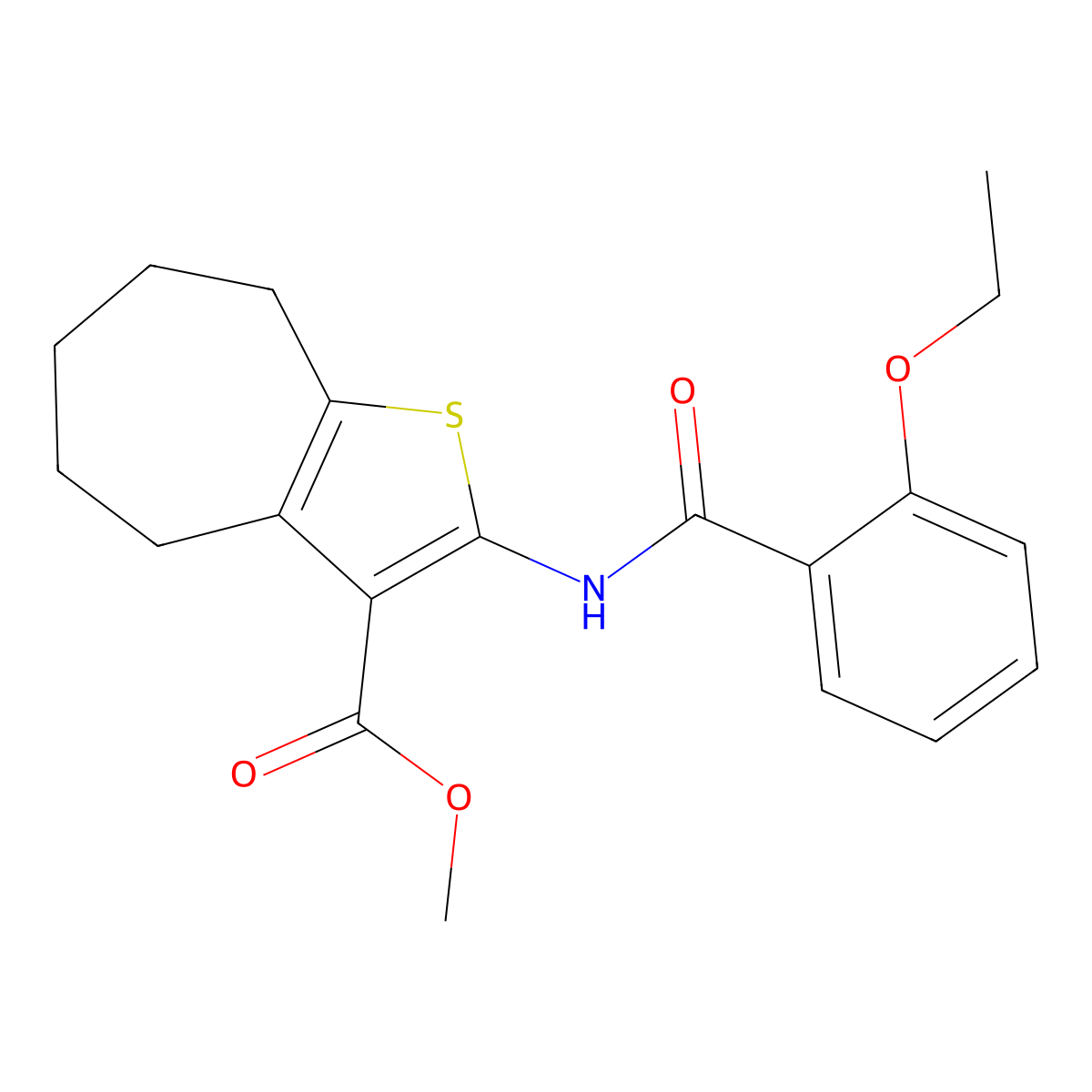 methyl 2-[(2-ethoxybenzoyl)amino]-5,6,7,8-tetrahydro-4H-cyclohepta[b]thiophene-3-carboxylate molecular structure, CAS 543709-47-3