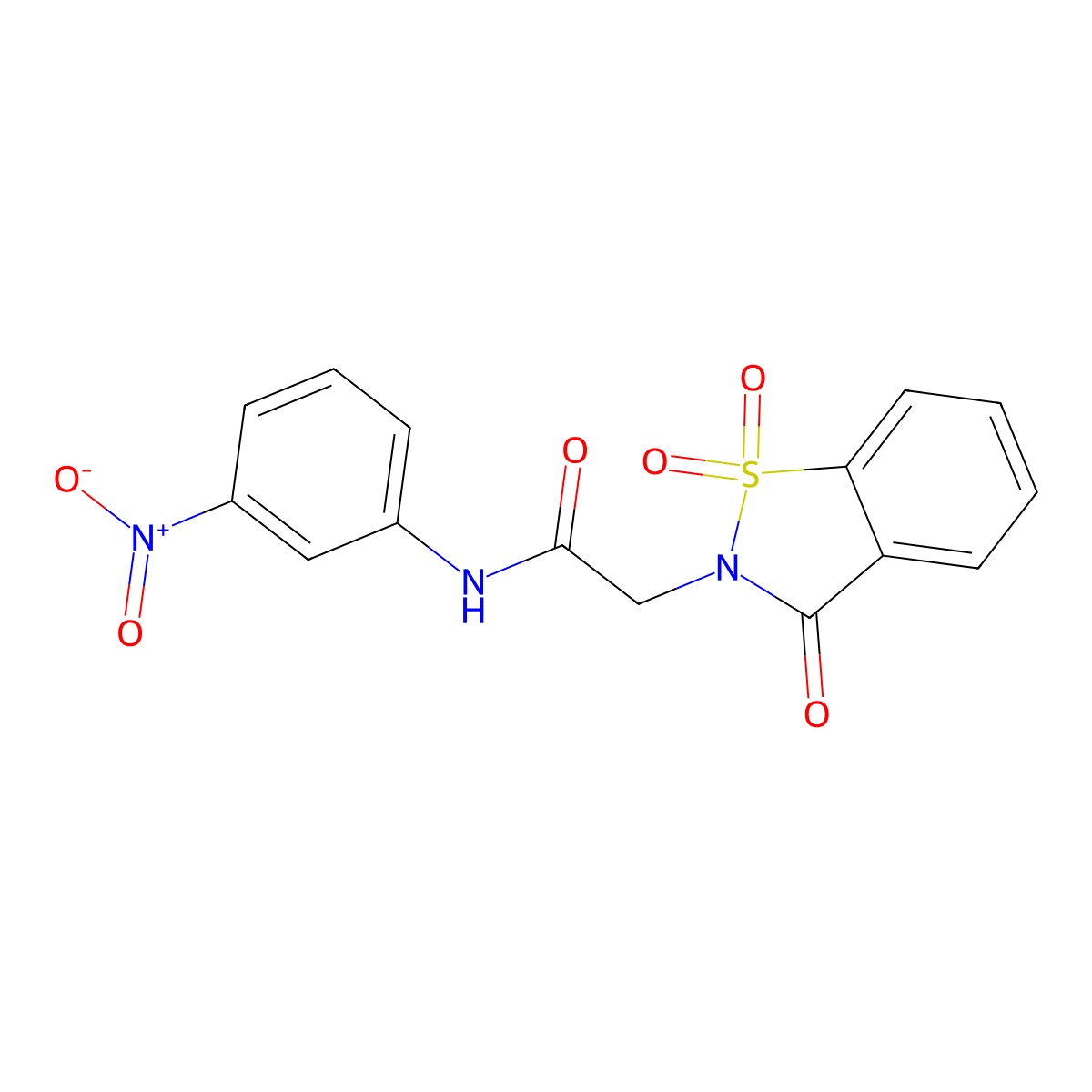 2-(1,1-dioxido-3-oxobenzo[d]isothiazol-2(3H)-yl)-N-(3-nitrophenyl)acetamide molecular structure, CAS 54371-58-3