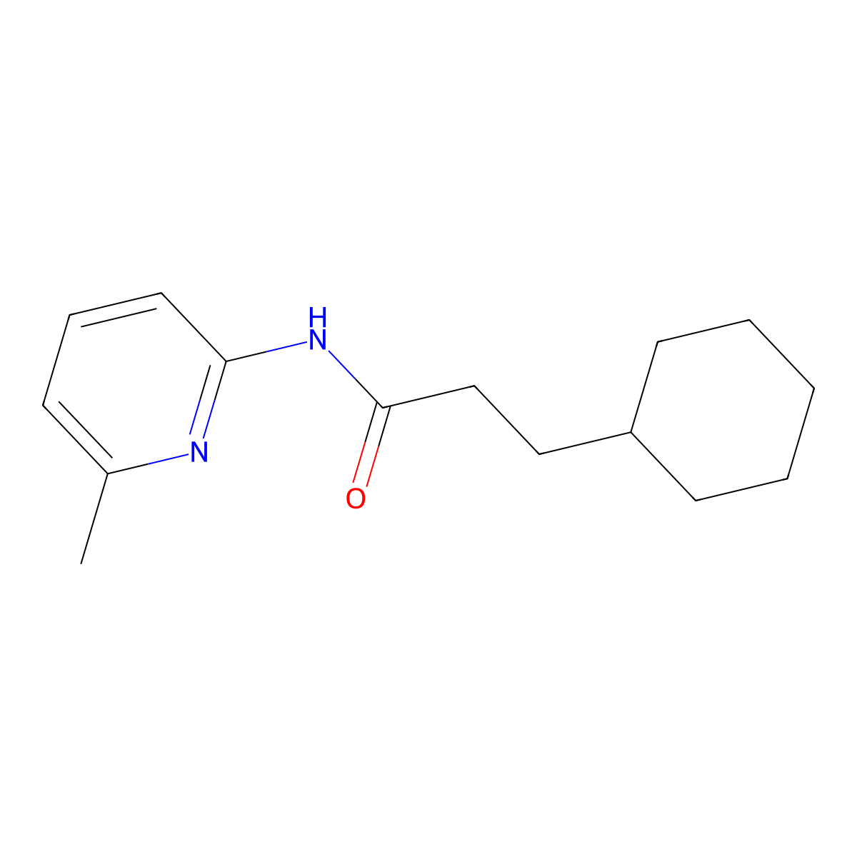 3-cyclohexyl-N-(6-methylpyridin-2-yl)propanamide molecular structure, CAS 543711-28-0