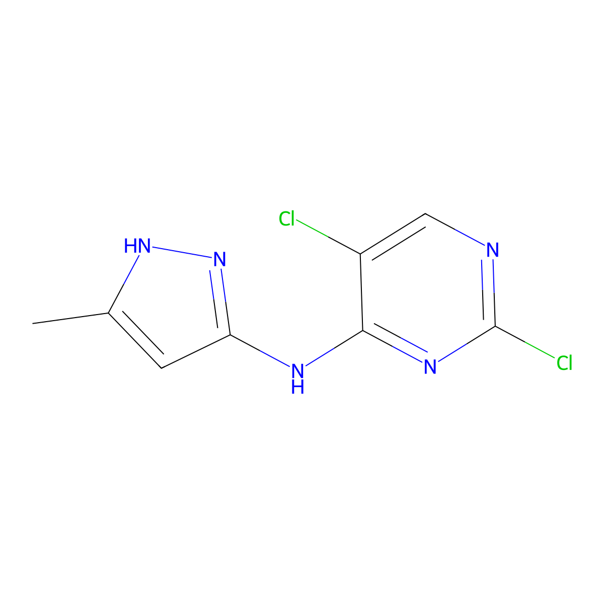 2,5-Dichloro-N-(5-methyl-1H-pyrazol-3-yl)-4-pyrimidinamine molecular structure, CAS 543712-81-8