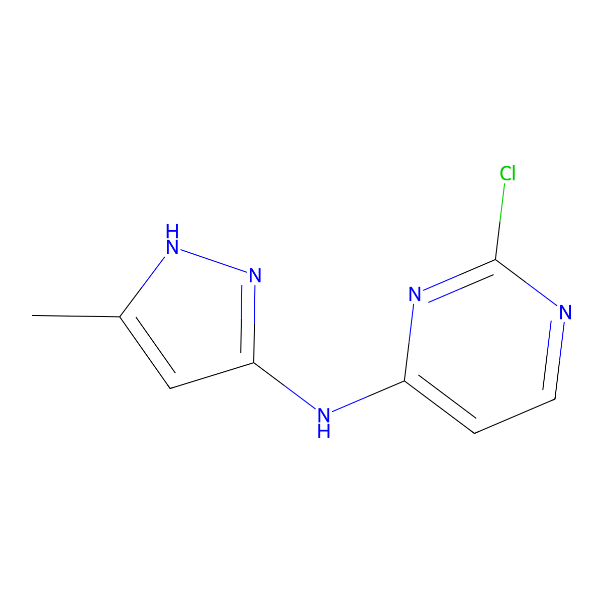 2-Chloro-N-(5-methyl-1H-pyrazol-3-yl)pyrimidin-4-amine molecular structure, CAS 543712-91-0