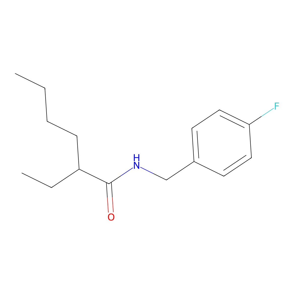 2-ethyl-N-[(4-fluorophenyl)methyl]hexanamide molecular structure, CAS 543713-04-8