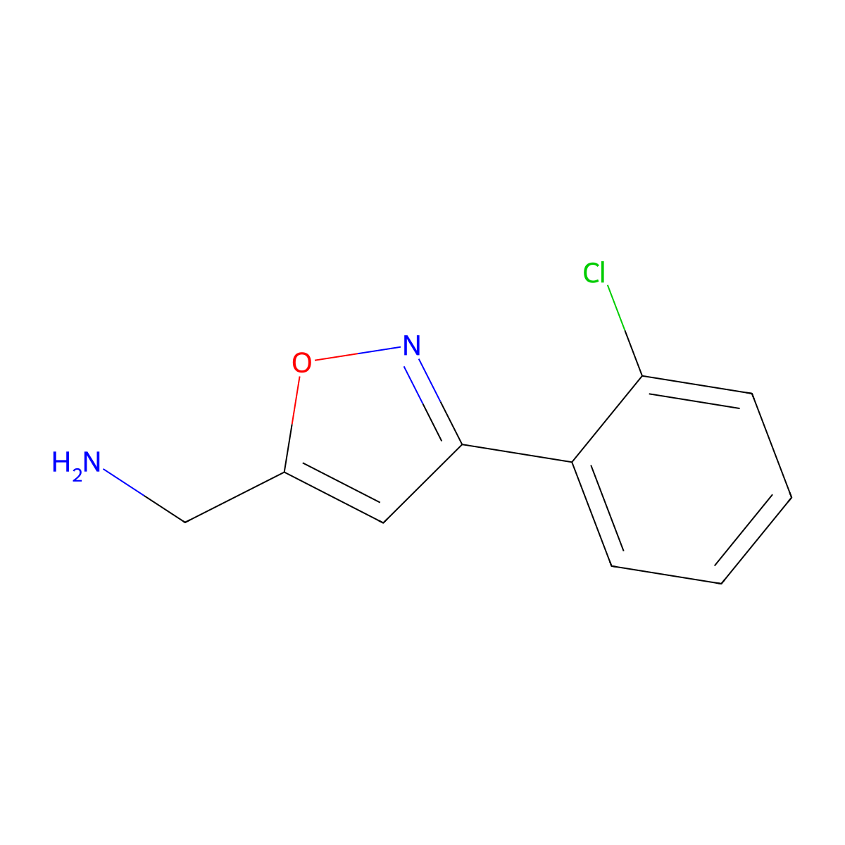 3-(2-Chlorophenyl)-5-isoxazolemethanamine molecular structure, CAS 543713-32-2