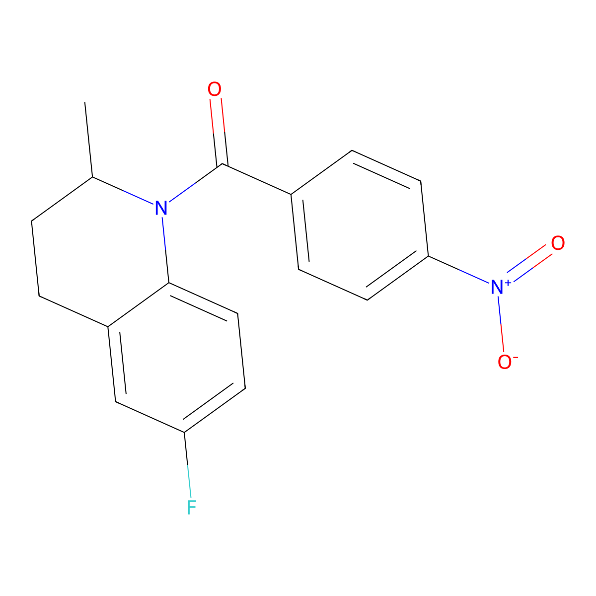 (6-fluoro-2-methyl-3,4-dihydroquinolin-1(2H)-yl)(4-nitrophenyl)methanone molecular structure, CAS 543714-43-8